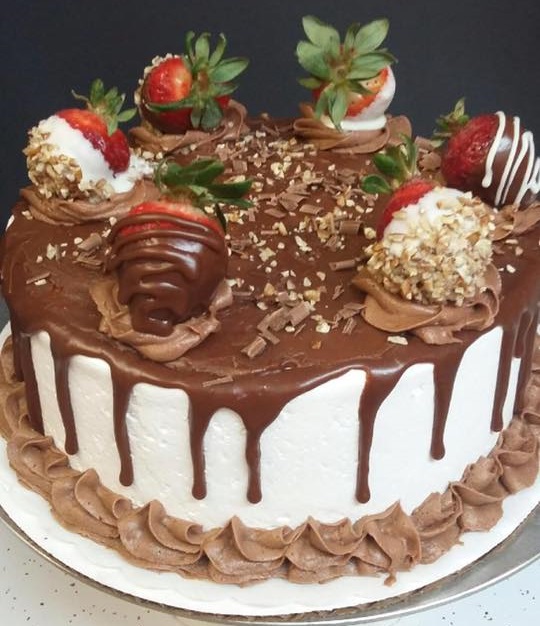 Holt's Bakery cake with strawberries on top